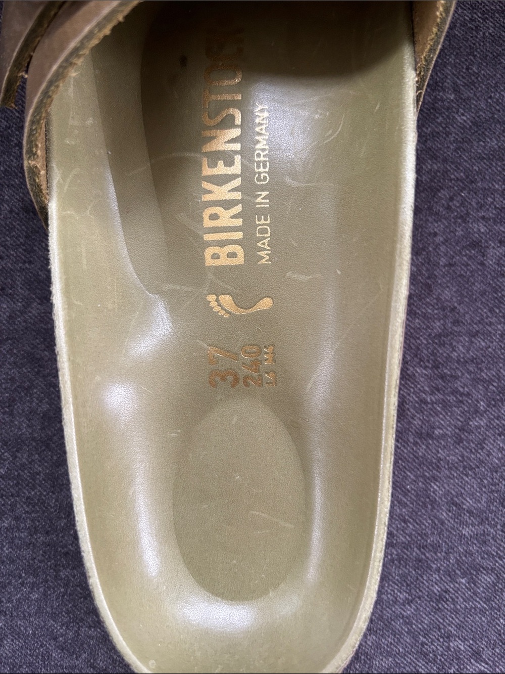 Birkenstock Madrid Big Buckle Mud Green Leather Slide Sandal 37 Narrow US 6 6.5 - Picture 9 of 13